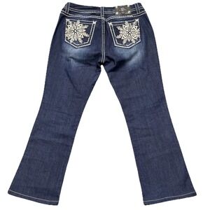 Miss Me Indigo Boot Cut Jeans with Cream Detailing